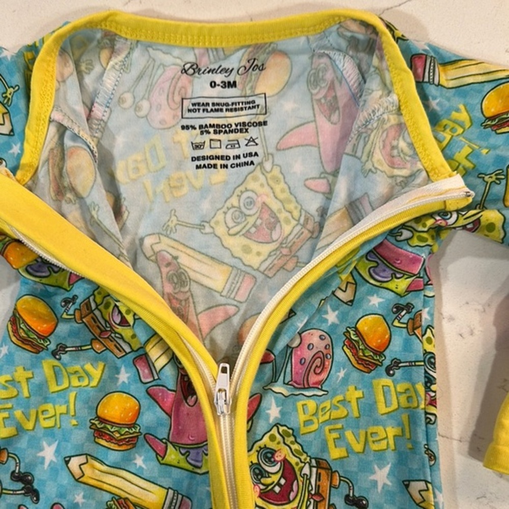 SpongeBob Baby Onesie with Yellow Trim‎